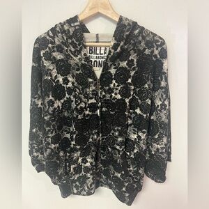Billabong Black Flowers Cardigan Hoodie